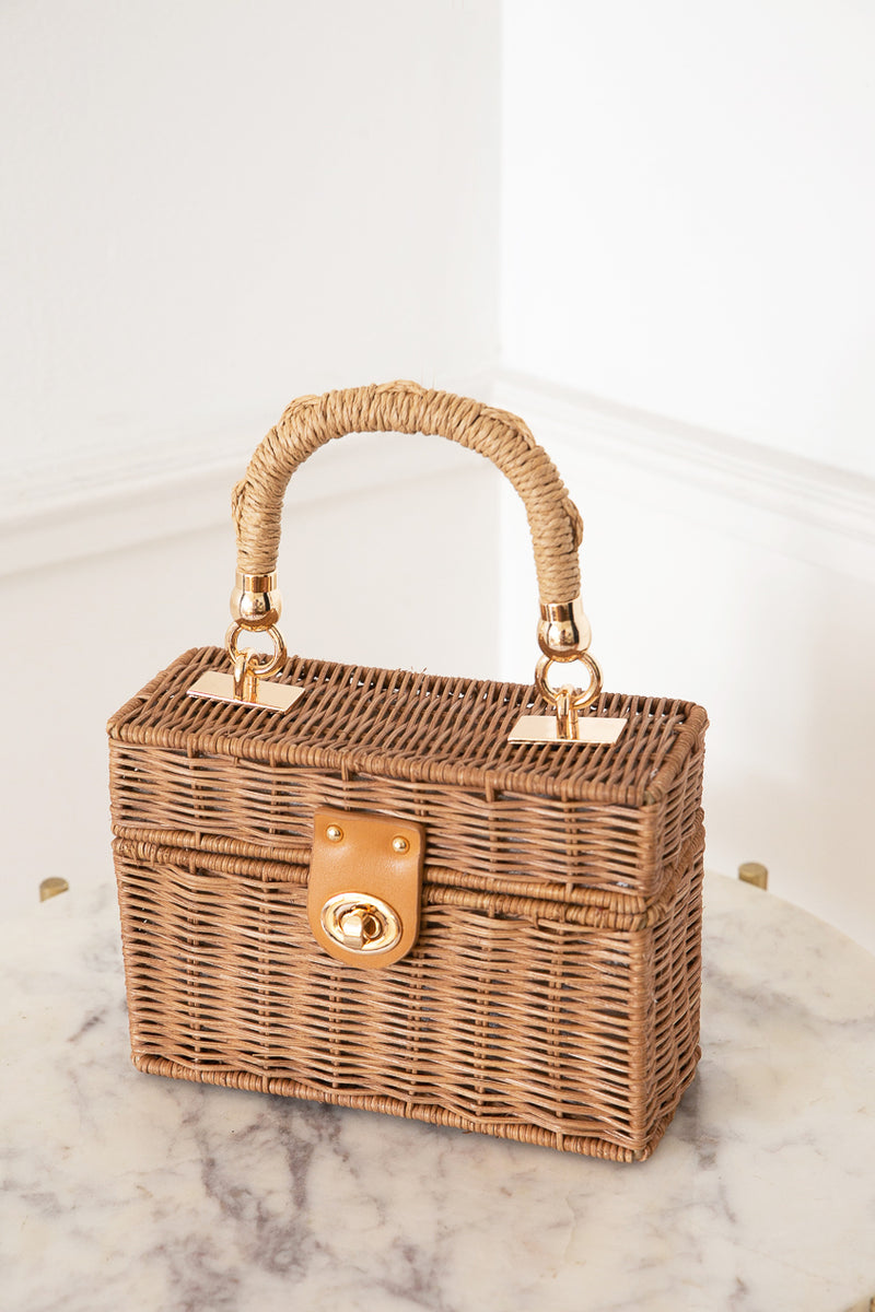 Small Straw Box Bag - Natural