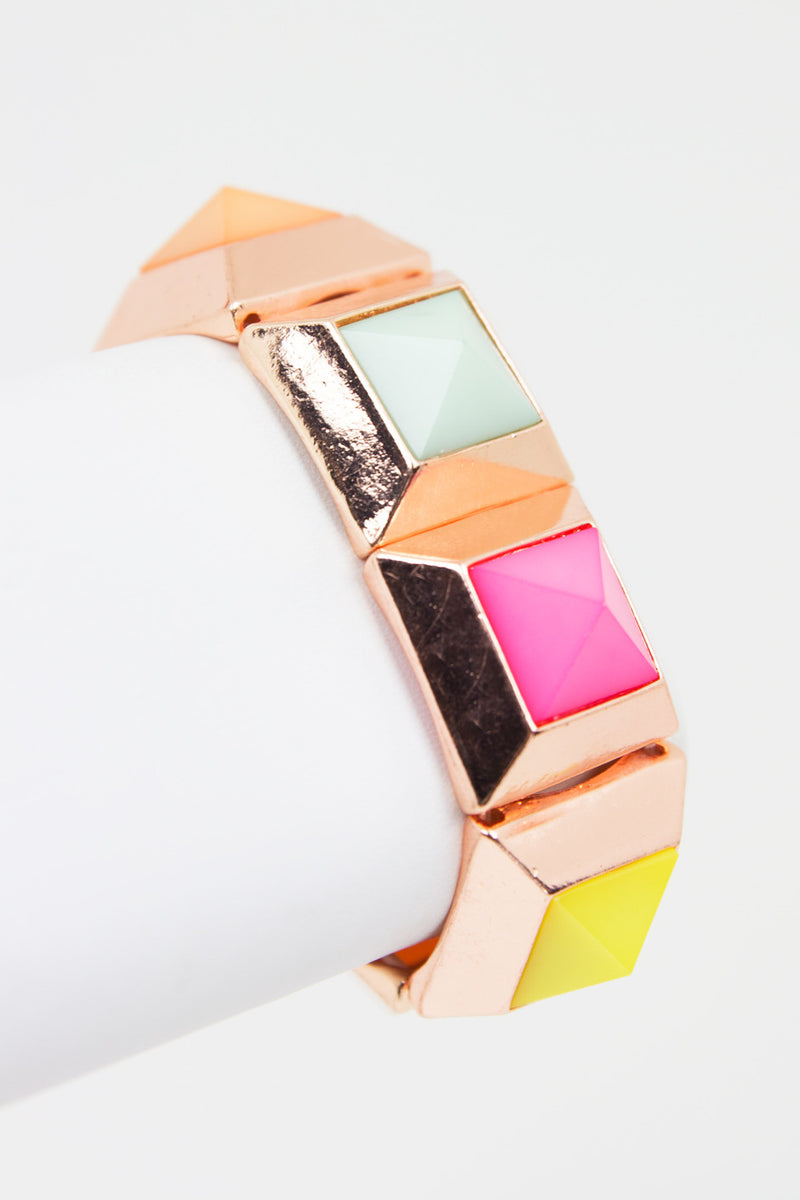 PYRAMID STONE ROSE GOLD BRACELET - Multi Pastel - Haute & Rebellious