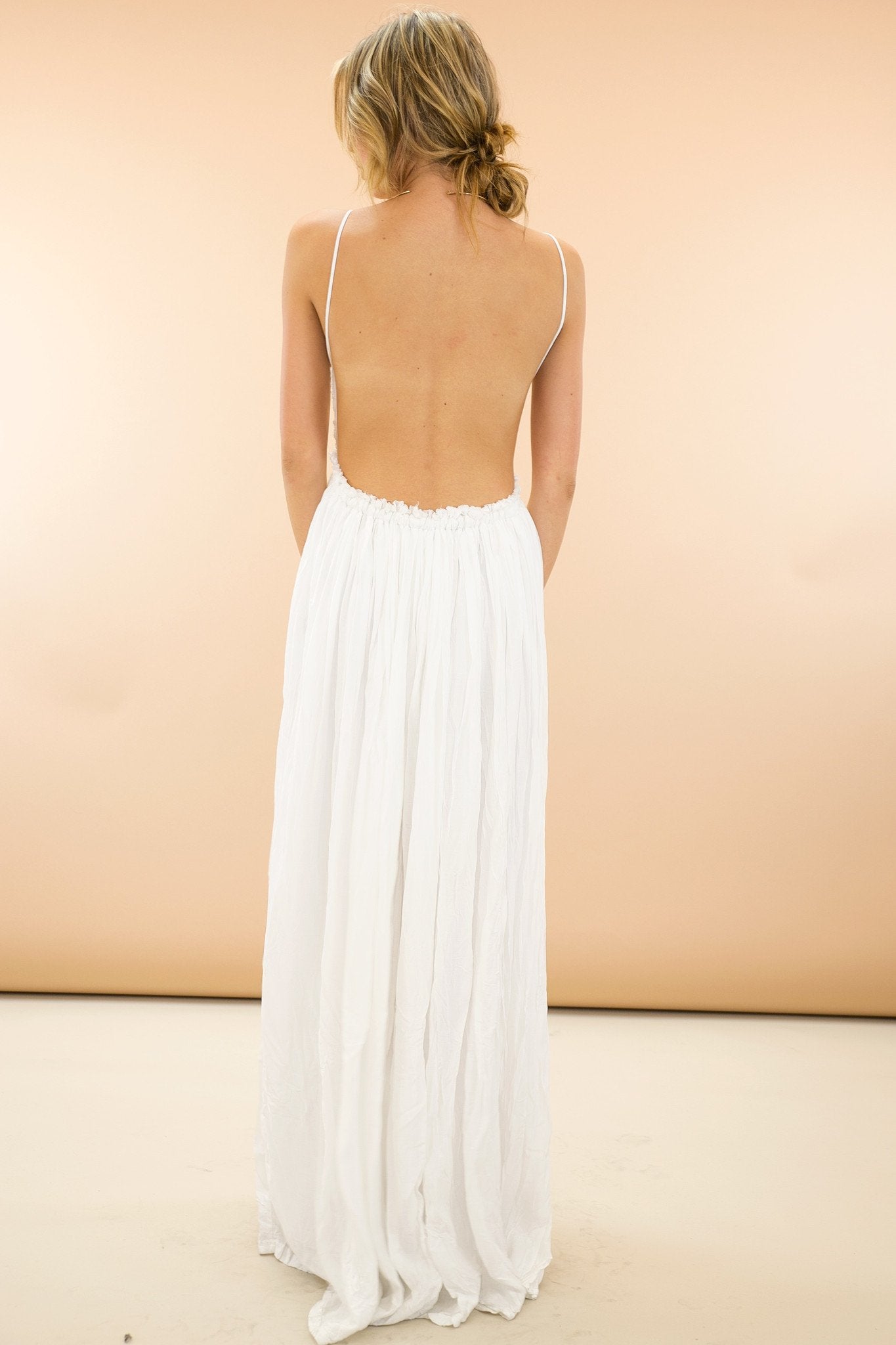 Open Back White Dress