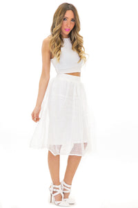 WARHOL A-LINE MIDI SKIRT - White - Haute & Rebellious