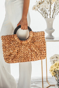 Basket Bag with Wood Handle