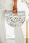 Bamboo Basket  Bag - White