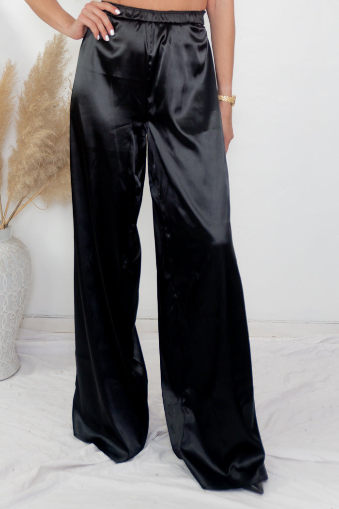 Korean Style High Waisted Silk Satin High Waisted Dress Pants Loose Fit,  Classic Black Straight Fit For Summer And Autumn LP220826 From Dou003,  $21.19 | DHgate.Com
