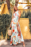 Tropical Open Back Floral Maxi Dress