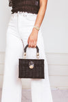 Small Straw Box Bag - Black