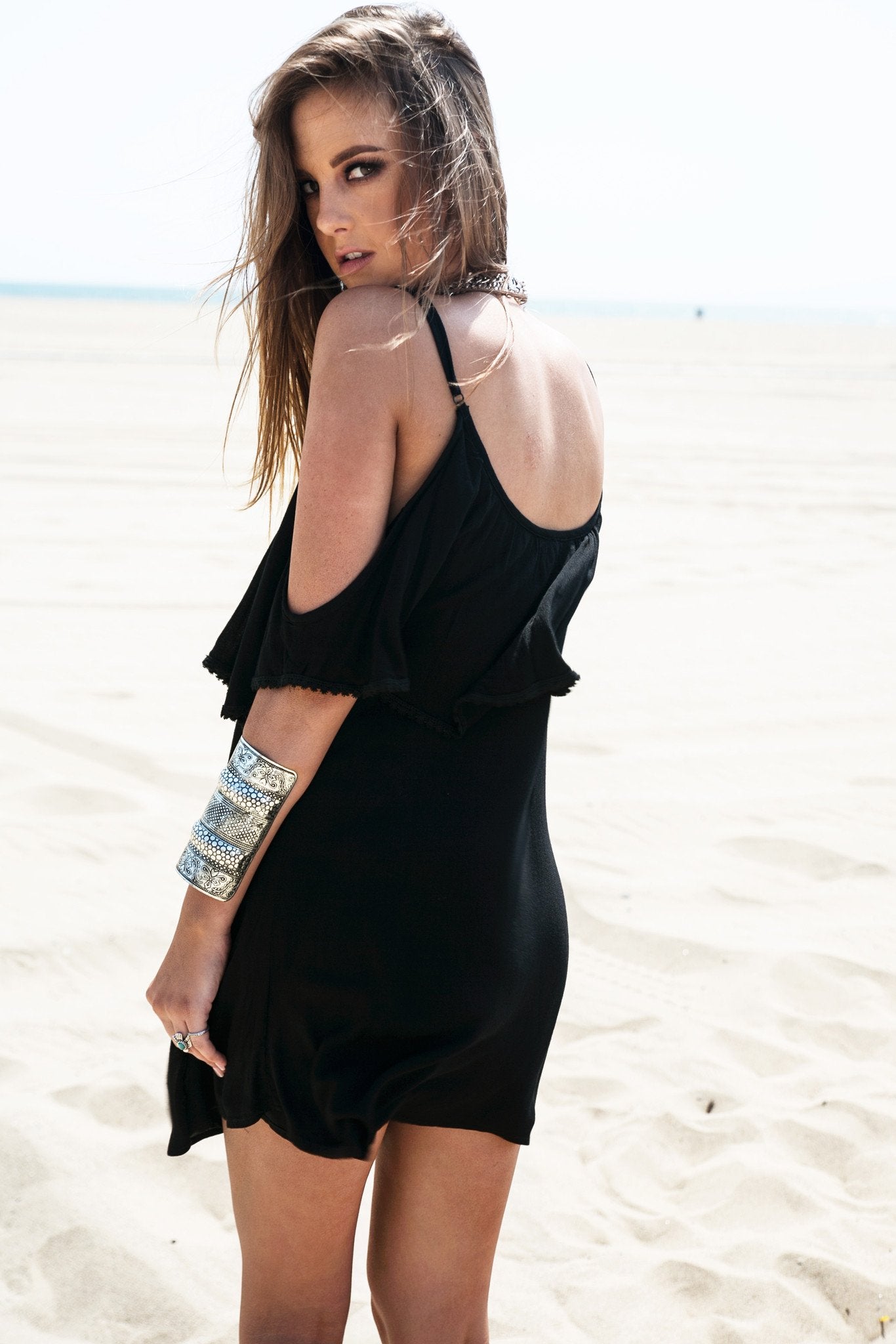 Black off the shoulder sundress online