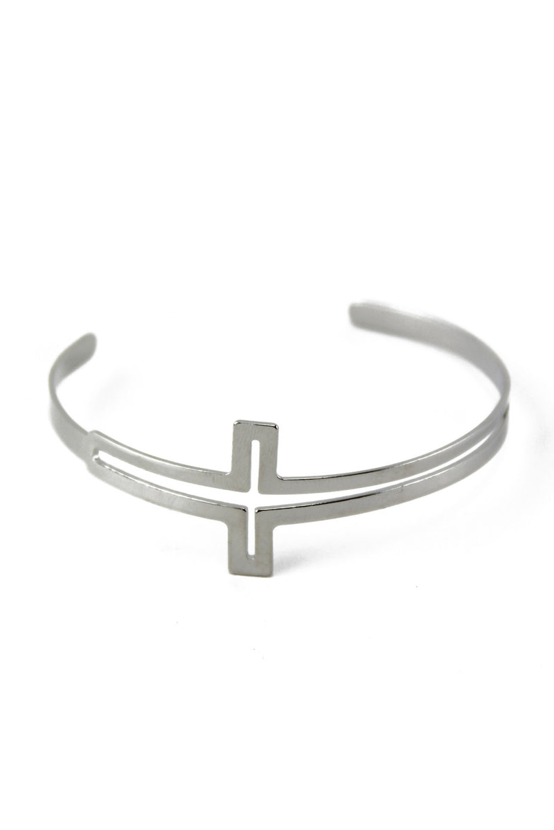 PETITE CUTOUT CROSS BRACELET - Silver - Haute & Rebellious